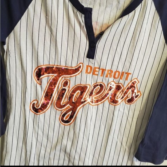 Victorias Secret Pink Detroit Tigers Bling 3/4 Sleeve Tshirt M - Picture 3 of 4